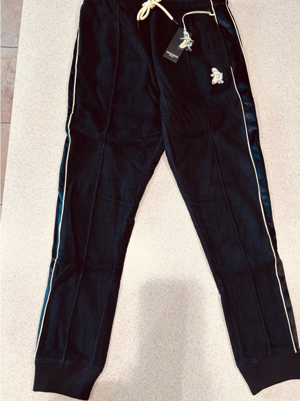 Bananas Monkey Black Sweatpants with yellow Piping
